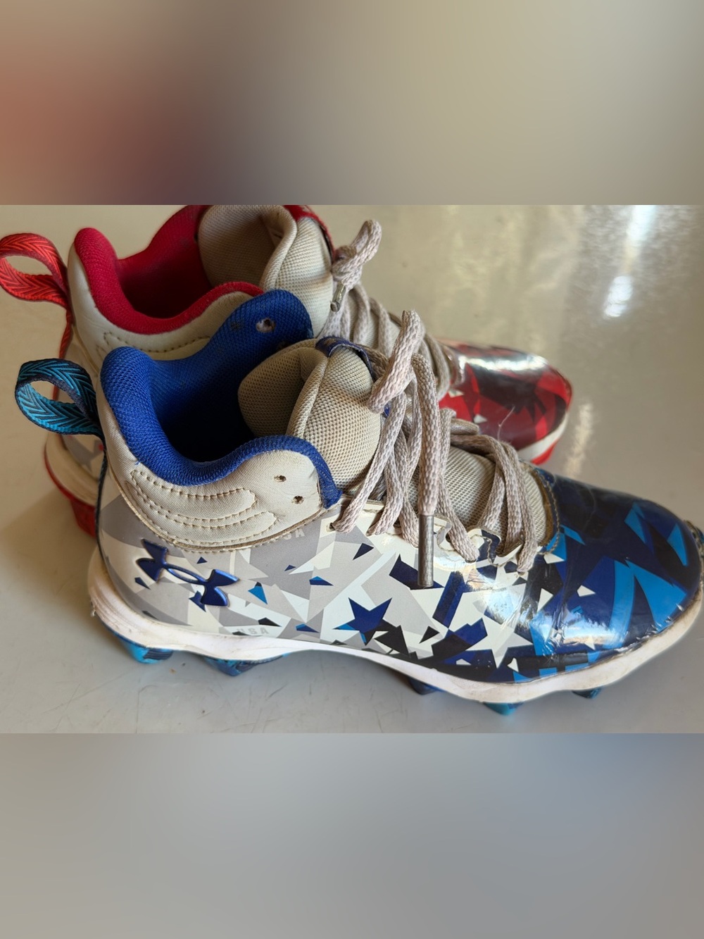 Under Armour  Kids Red, White & Blue Star Pattern Baseball Cleats